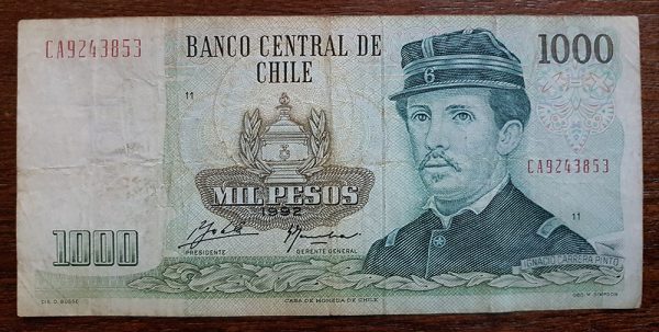 Lote de 8 billetes de 1000 Pesos Chile